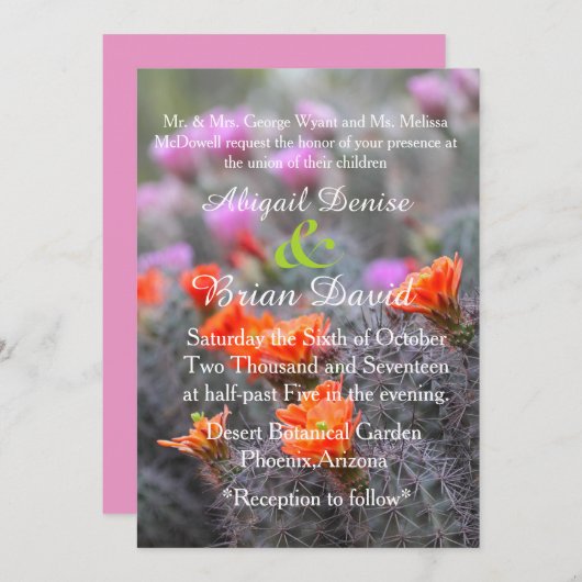 Farben des wüstenrosa Hintergrunds Einladung (Vorne/Hinten)