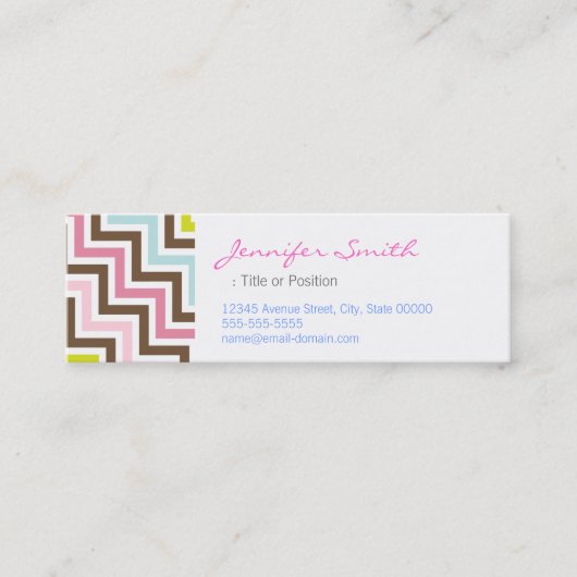 Farben Diagonal Zigzag Zickzack Muster Mini Visitenkarte (Vorderseite)