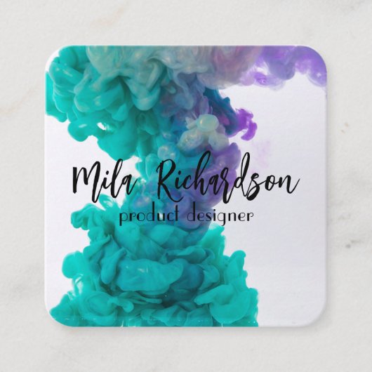 Farben, die in Wasser verschüttet werden Quadratische Visitenkarte (Vorderseite)