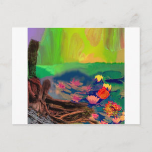 Farben dringen in den Himmel ein, die Lilien bedec Postkarte