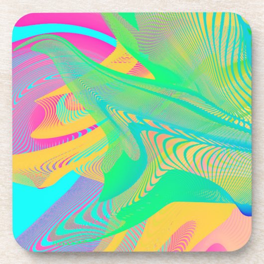 FARBEN FLUO - Fraktal Art - Getränkeuntersetzer (Vorderseite)