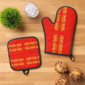 Farben für klassische Stile Ofenhandschuh & Topflappen-Set (Oben Unten)