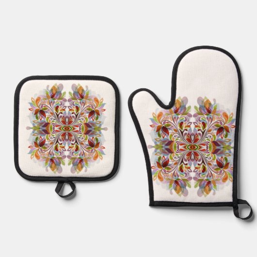 Farben für klassische Stile Ofenhandschuh & Topflappen-Set (Vorderseite)