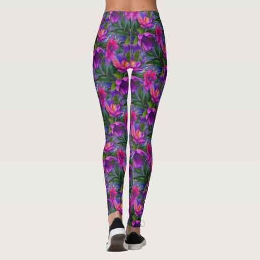 Farben für tropische Blume Leggings (Rückseite)