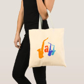 Farben Jazz Sax Illustration Tote Tasche (Vorderseite (Produkt))