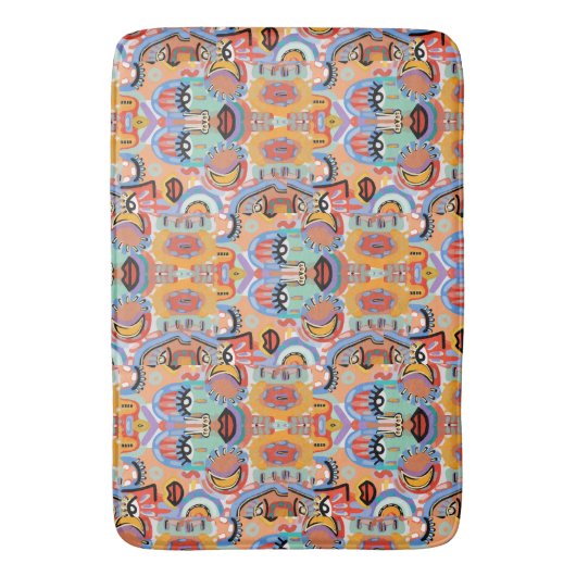 Farben, Muster und überlappende Gesichter Badematte (Vorderseite Vertikal)