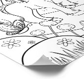 Färben Niedlicher Einhornkids Poster (Ecke)