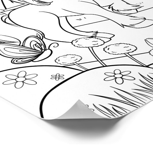 Färben Niedlicher Einhornkids Poster (Ecke)