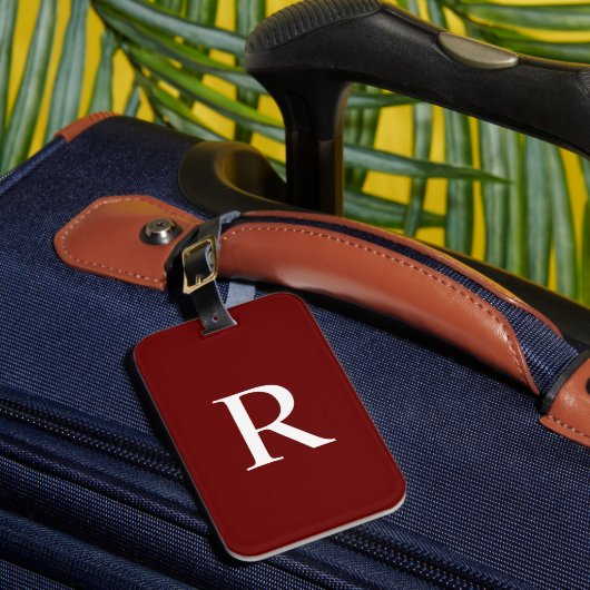 FARBEN oder dunkle Bronzefarben-rote Monogramm-Tas Gepäckanhänger (Vorderseite Insitu 1)