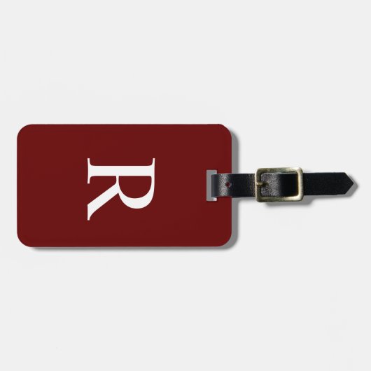 FARBEN oder dunkle Bronzefarben-rote Monogramm-Tas Gepäckanhänger (Vorderseite horizontal)