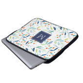 Farben Pastell Wasserfarben Botanisches Muster Laptopschutzhülle (Vorne Knopf)