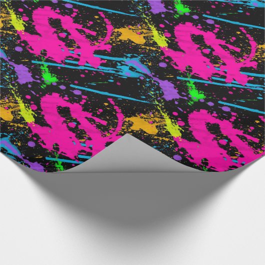 Farben-Retro Farbspritzen-Packpapier Geschenkpapier (Ecke)