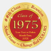 FARBEN, Rot und Gold-WANDEL, Klasse 1975, Runder Aufkleber (Vorderseite)