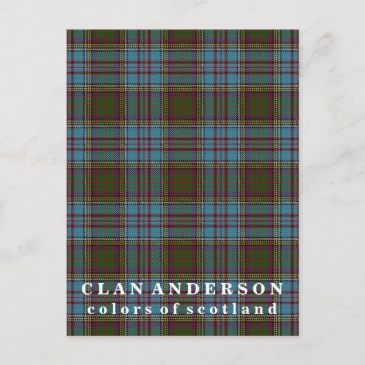 Farben Schottlands Clan Anderson Tartan Postkarte (Vorderseite)