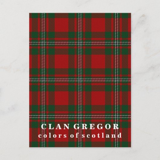 Farben Schottlands Clan Gregor Tartan Postkarte (Vorderseite)