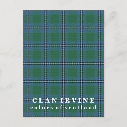 Farben Schottlands Clan Irvine Tartan Postkarte (Vorderseite)