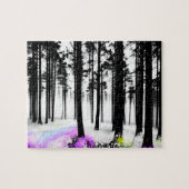 Farben sickern in Schwarz-Weiß-Silhouette-Wald Puzzle (Horizontal)