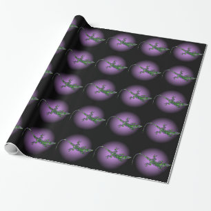 färben Sie Eidechsen Salamanders lila und grün Geschenkpapier