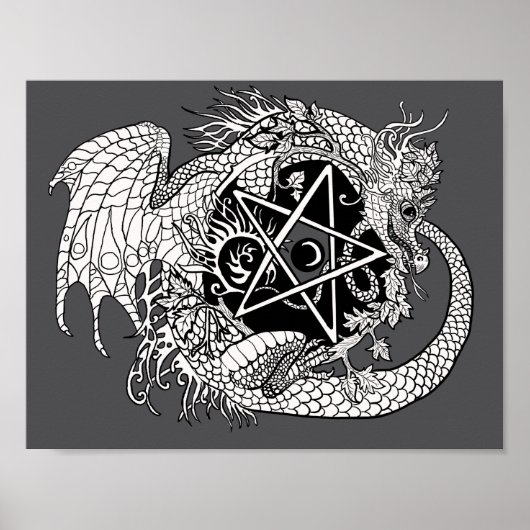 Färben Sie Ihr eigenes Drachen-Pentagramm Poster (Vorne)