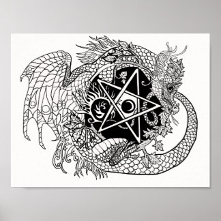 Färben Sie Ihr eigenes Drachen-Pentagramm Poster