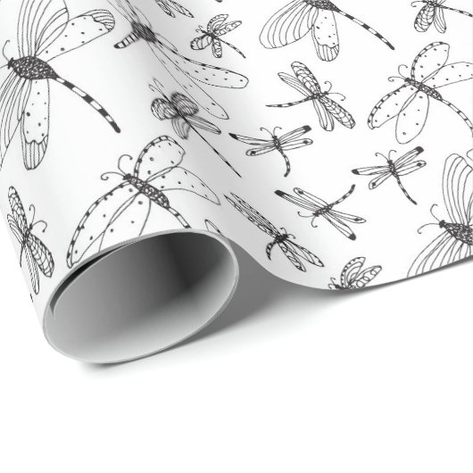 Färben Sie Ihr eigenes Libellen-Muster Geschenkpapier (Rolleneckpunkt)