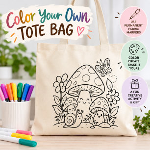 Färben Sie Ihre eigene Waldpilz-Tasche Tragetasche