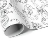Färben Sie Ihre eigenen Seepferde Geschenkpapier (Rolleneckpunkt)