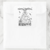 Färben Sie Ihren eigenen Weihnachtsbaum Weihnachts Quadratischer Aufkleber (Tasche)