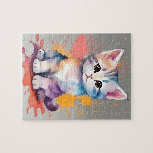 Farben Splash Wasserfarbe Katze Puzzle (Horizontal)