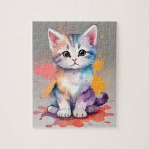 Farben Splash Wasserfarbe Katze Puzzle
