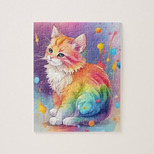 Farben Splash Wasserfarbe Katze Puzzle (Vertikal)