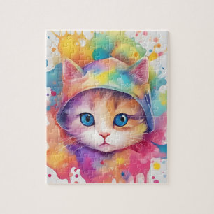 Farben Splash Wasserfarbe Katze Puzzle