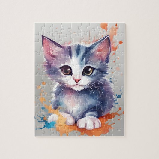 Farben Splash Wasserfarbe Katze Puzzle (Vertikal)