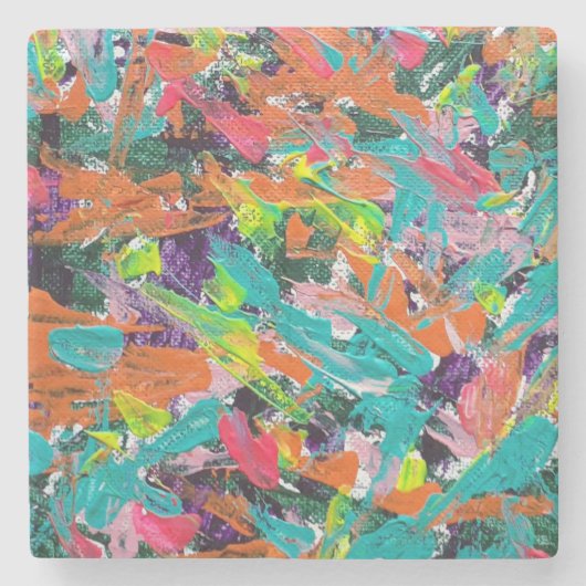 Farben und Ausdrücke in Acrylfarbe Steinuntersetzer (Vorderseite)