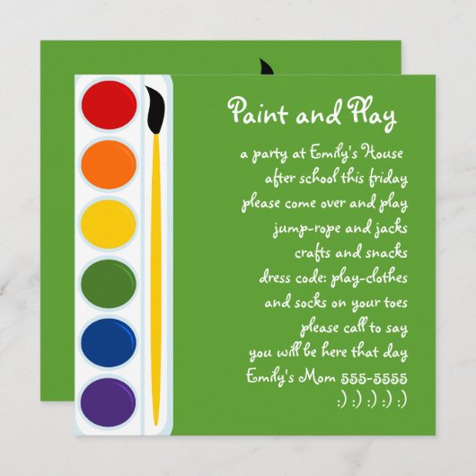 Farben und Bürsten Einladung (Vorne/Hinten)