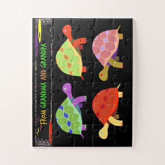 Farben und Fun Turtle Design von Großeltern Puzzle (Vertikal)