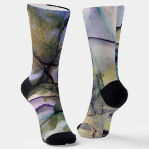 Farben und Gold Alkohol Tinte Flüssige Abstrakte K Socken