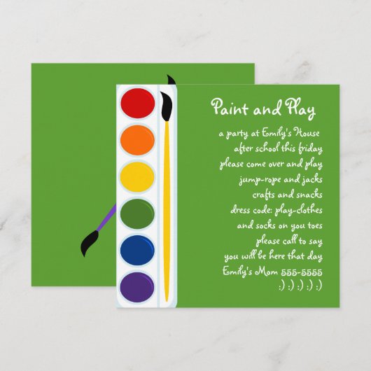 Farben und Pinsel Einladung (Vorne/Hinten)