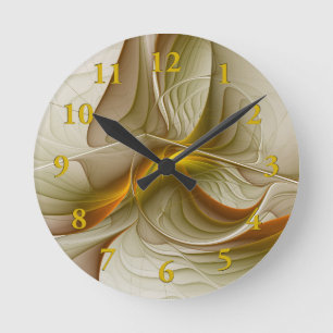 Farben von Edelmetallen, abstrakte Fraktalkunst Runde Wanduhr