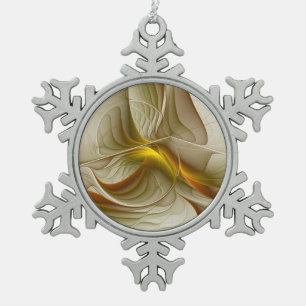 Farben von Edelmetallen, abstrakte Fraktalkunst Schneeflocken Zinn-Ornament