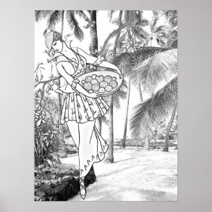 Färben von Graustufen, Vintage Frauen, Naturbäume Poster