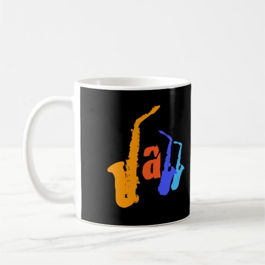Farben von Jazz Sax Illustration Black Tasse 2 (Links)