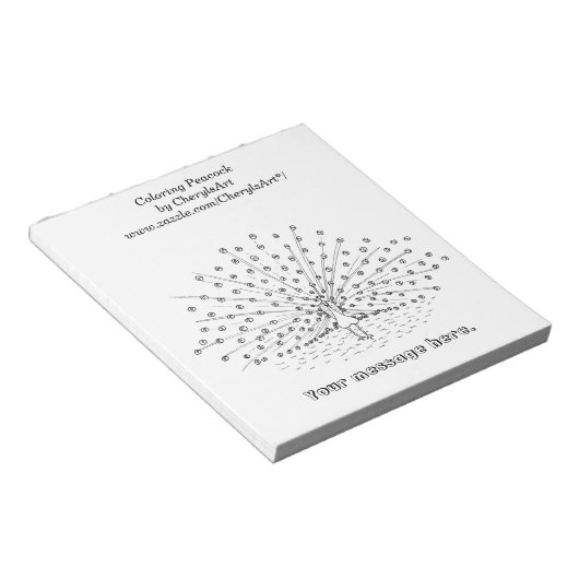 Färben von Peacock Zeichnend Notepad Notizblock (angewinkelt)