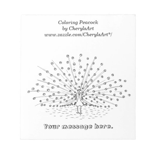 Färben von Peacock Zeichnend Notepad Notizblock (Vorderseite)