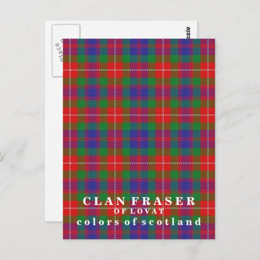 Farben von Schottland Clan Fraser von Lovat Tartan Postkarte (Vorne/Hinten)