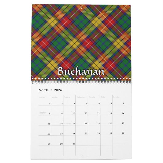 Farben von SchottlandTartan kariert Kalender (Mär 2026)