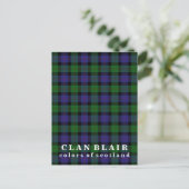 Farben von Scotland Clan Blair Tartan Postkarte (Stehend Vorderseite)