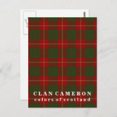 Farben von Scotland Clan Cameron Tartan Postkarte (Vorne/Hinten)