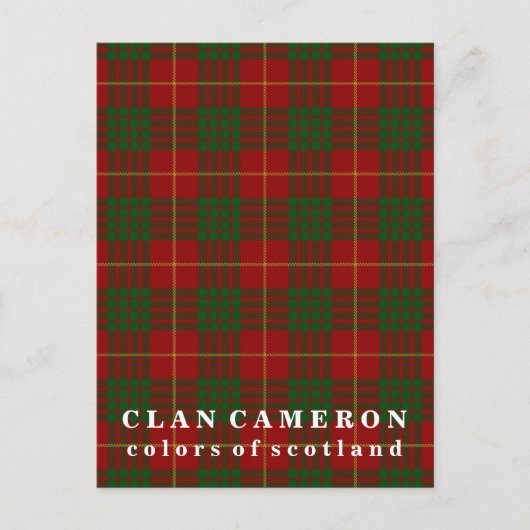 Farben von Scotland Clan Cameron Tartan Postkarte (Vorderseite)