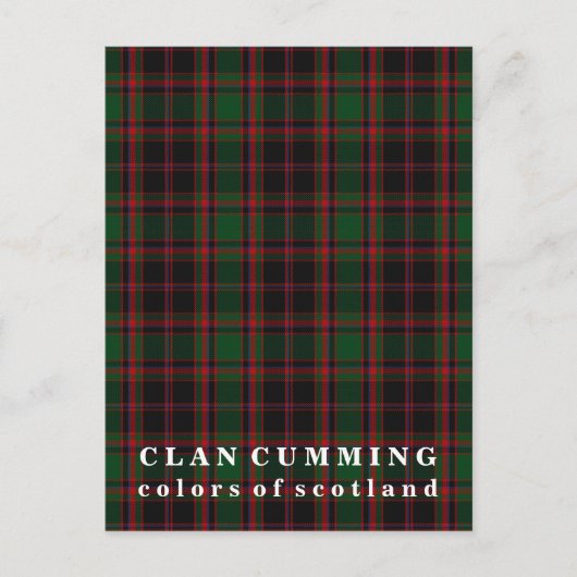 Farben von Scotland Clan Cumming Tartan Postkarte (Vorderseite)